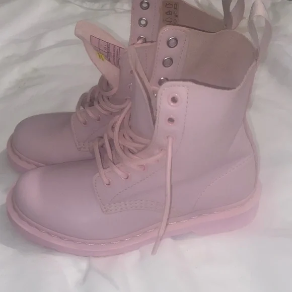 Dr. Martens Light Pink Combat Boots - Picture 4 of 9